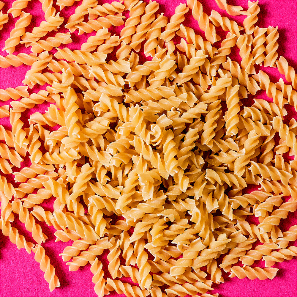 Pasta on a pink background