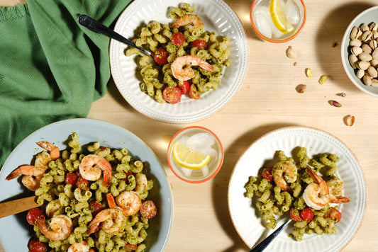 Cavatappi with Arugula Pistachio Pesto