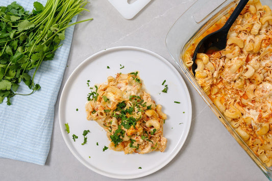 Cheesy Baked Chicken Tinga Pasta