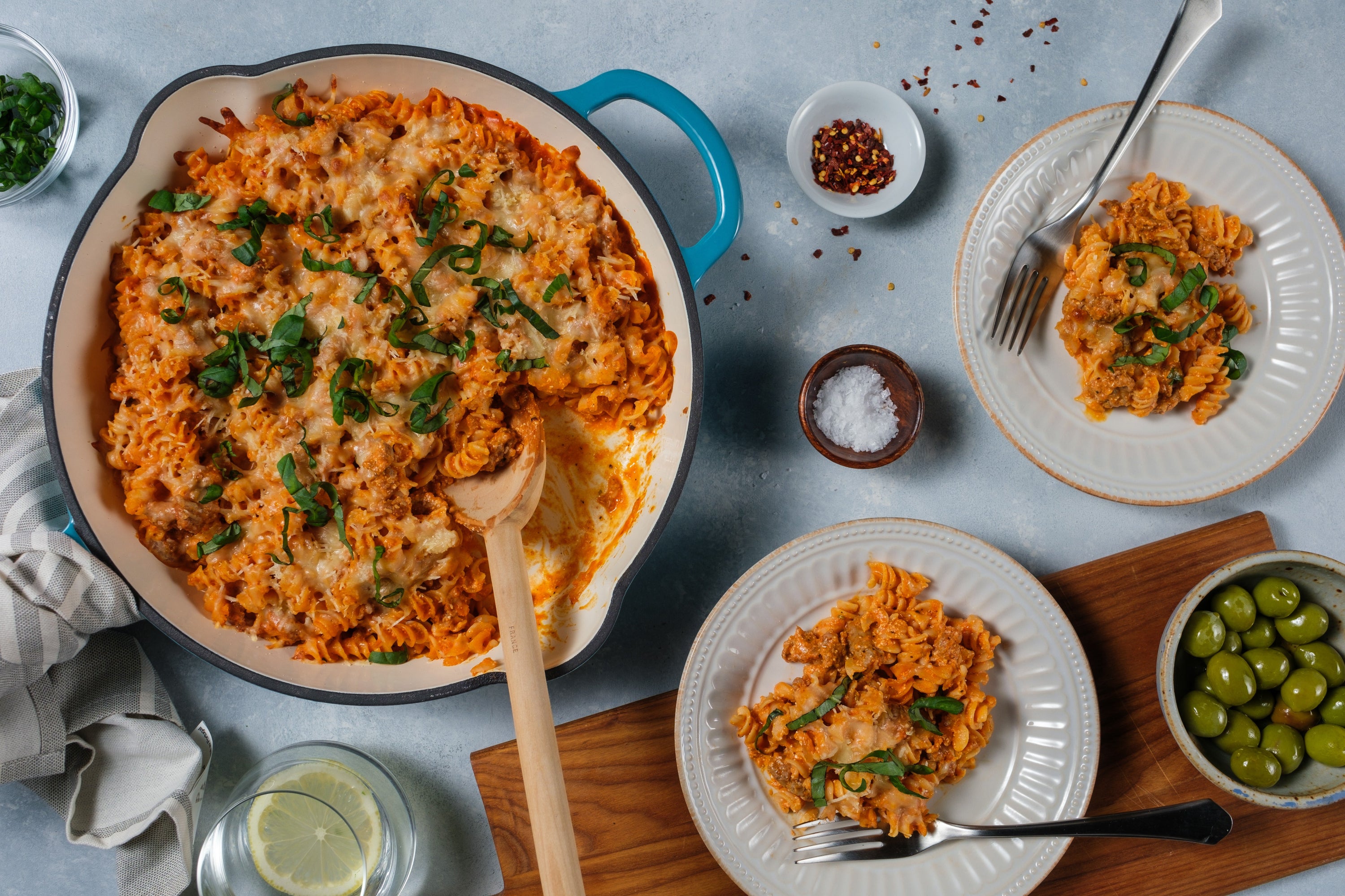 Creamy Cottage Cheese & Marinara Baked Rotini