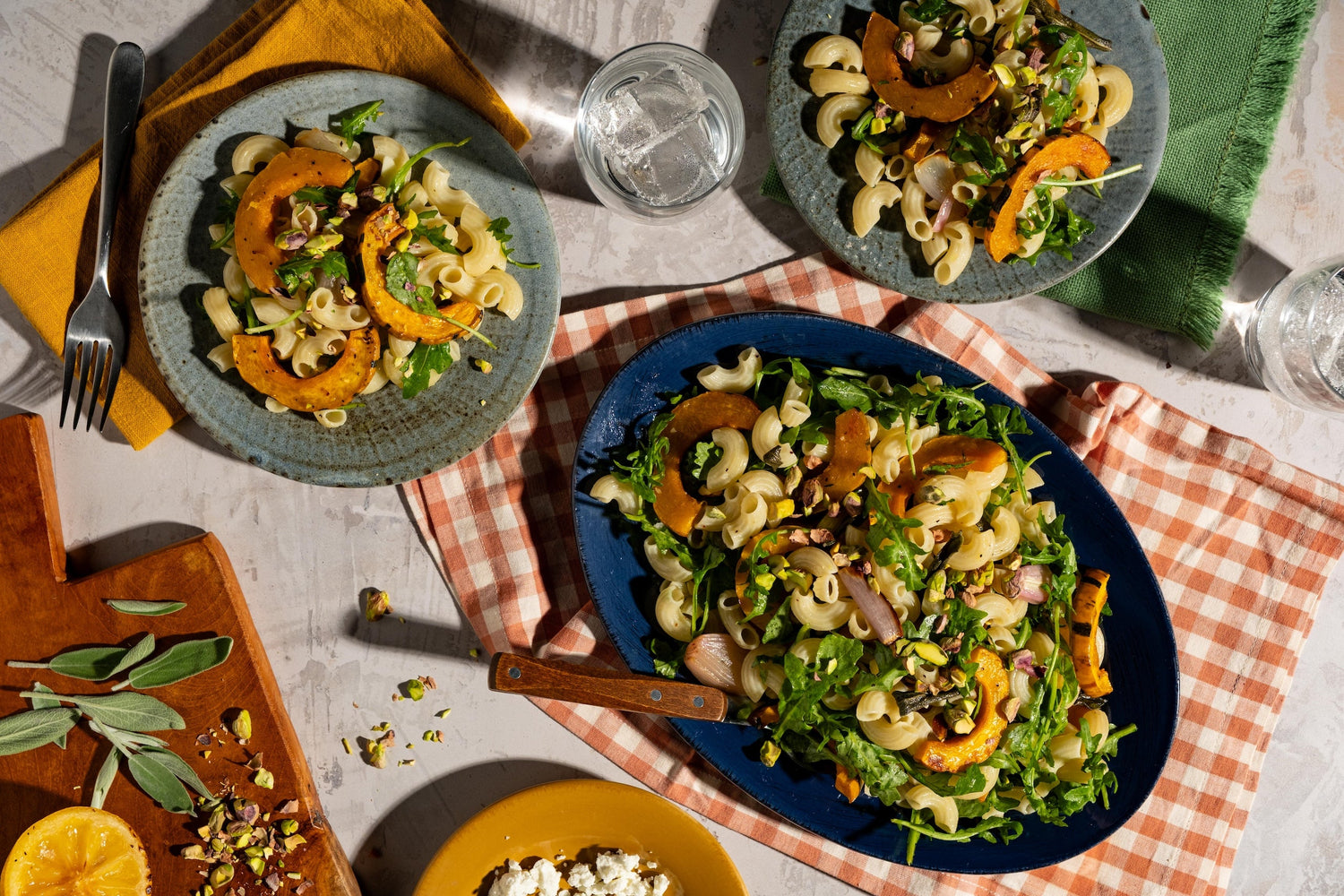 Elbows with Delicata Squash, Arugula, Lemon Shallots