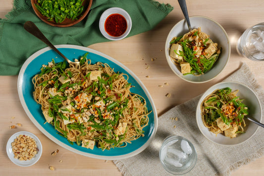 Peanut Noodles with Snap Peas, Tofu & Chili Crisp