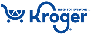 Kroger logo with blue text and shopping cart icon on a white background
