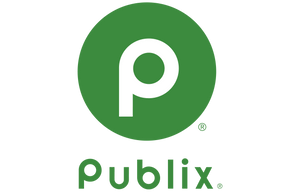 Publix logo with a white 'p' in a green circle on a green background