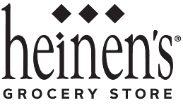 Heinen's Grocery Store logo in black on a green background