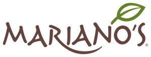 Mariano's logo with a green leaf on a white background