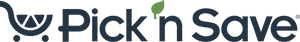 Pick n Save logo with a shopping cart icon and green leaf