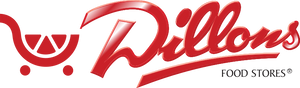 Dillons Food Stores logo with red text and a stylized shopping cart icon.