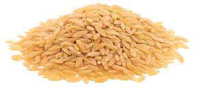 Pile of uncooked orzo pasta 