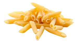 Pile of uncooked penne pasta