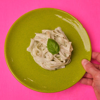 Image #2 fettuccine plated on table, overhead view