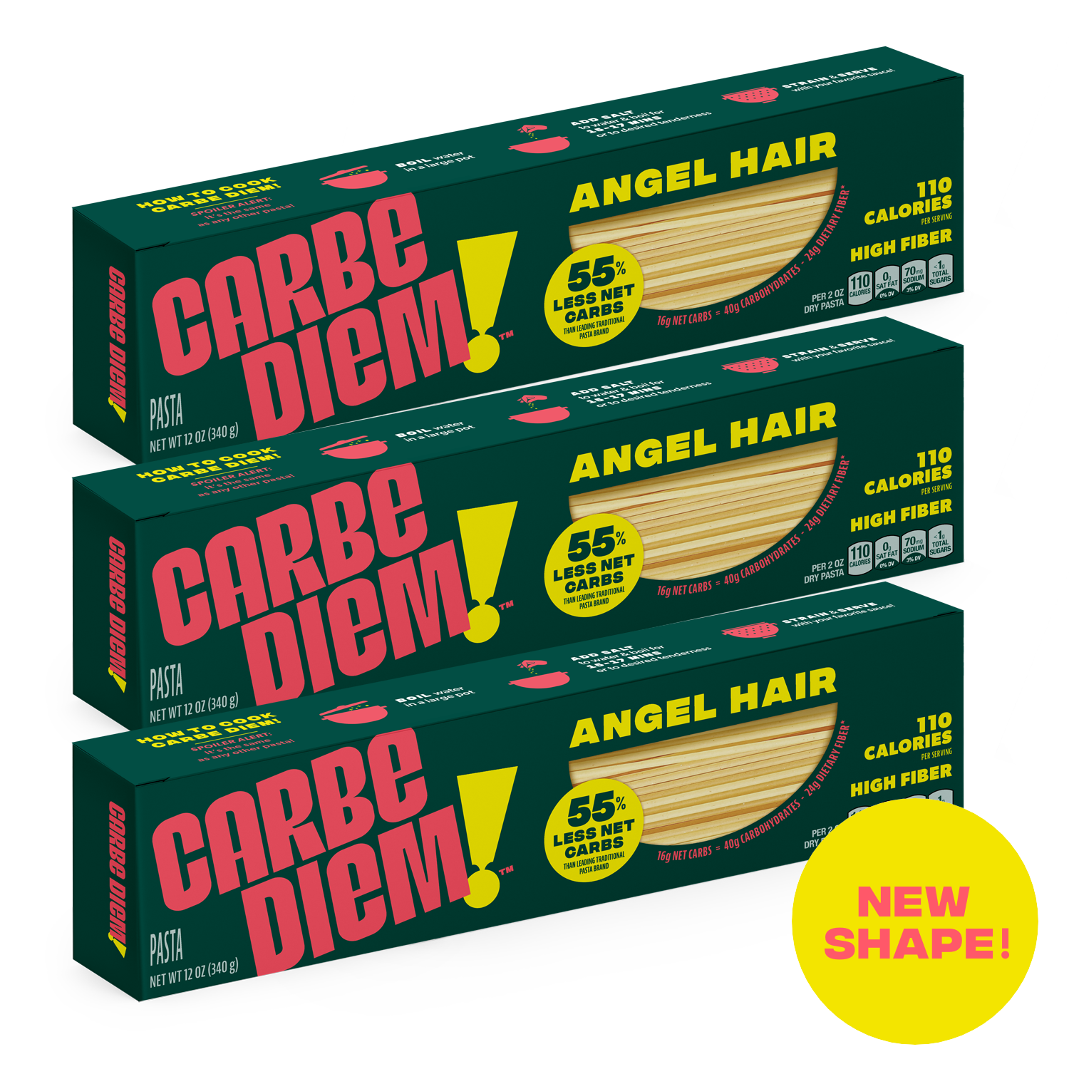 3 boxes of Carbe Diem angel hair pasta