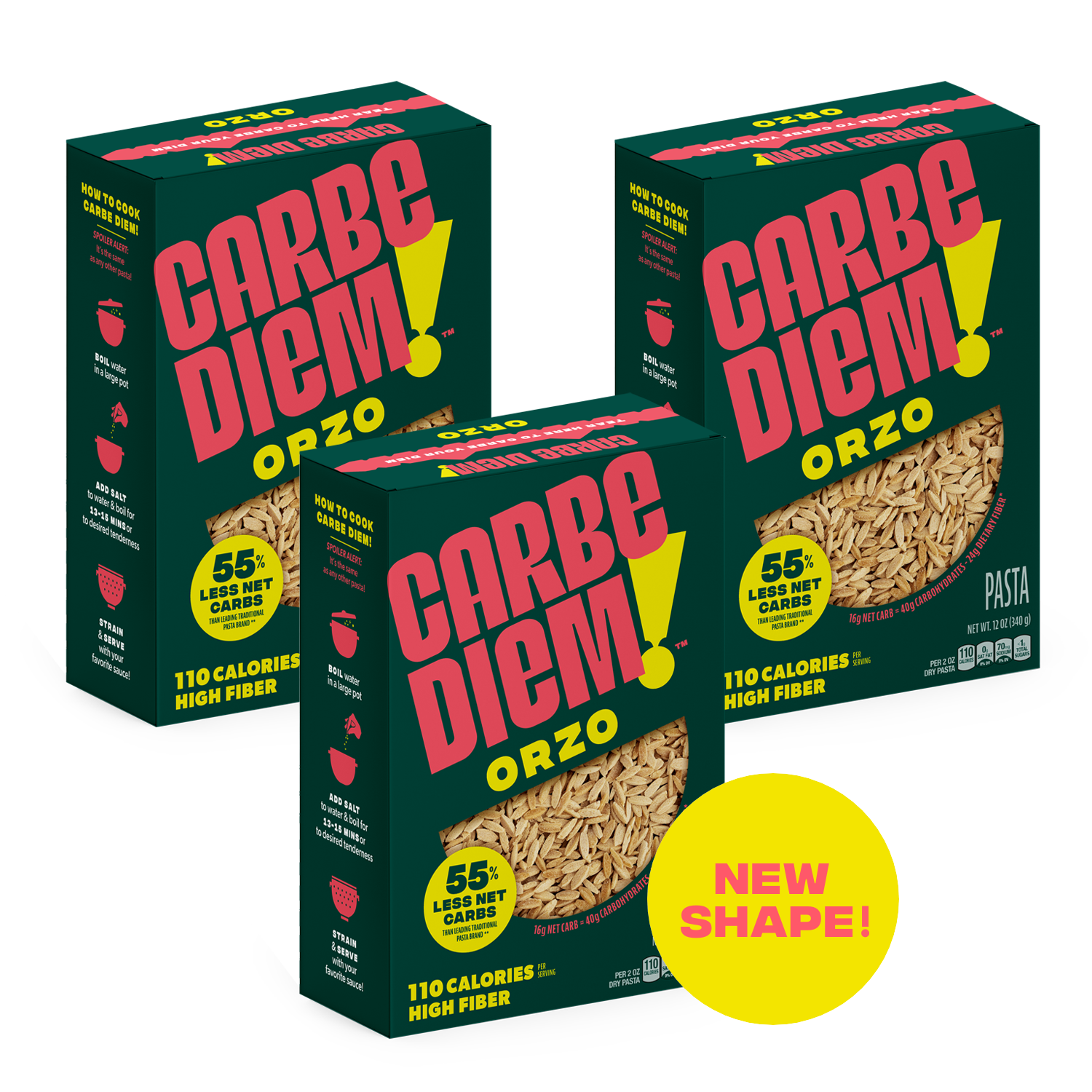 3 boxes of Carbe Diem orzo pasta