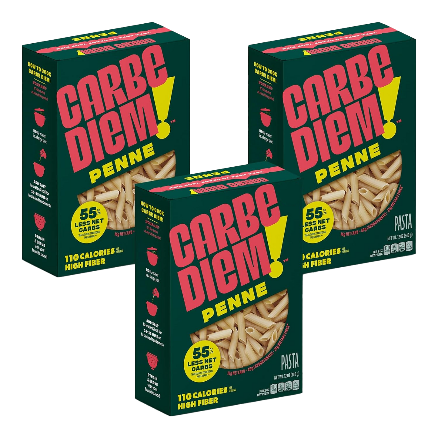 3 boxes of Carbe Diem penne pasta