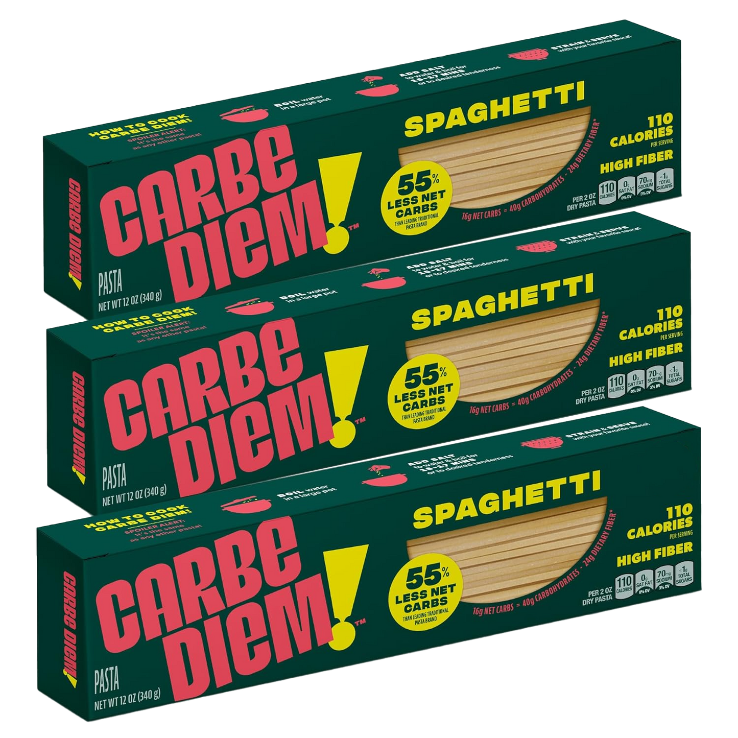 3 boxes of Carbe Diem spaghetti pasta