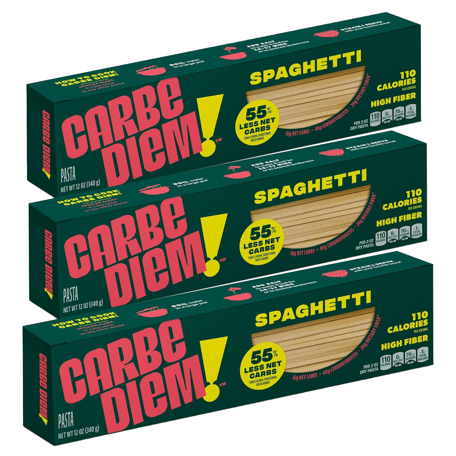 3 boxes of Carbe Diem spaghetti pasta