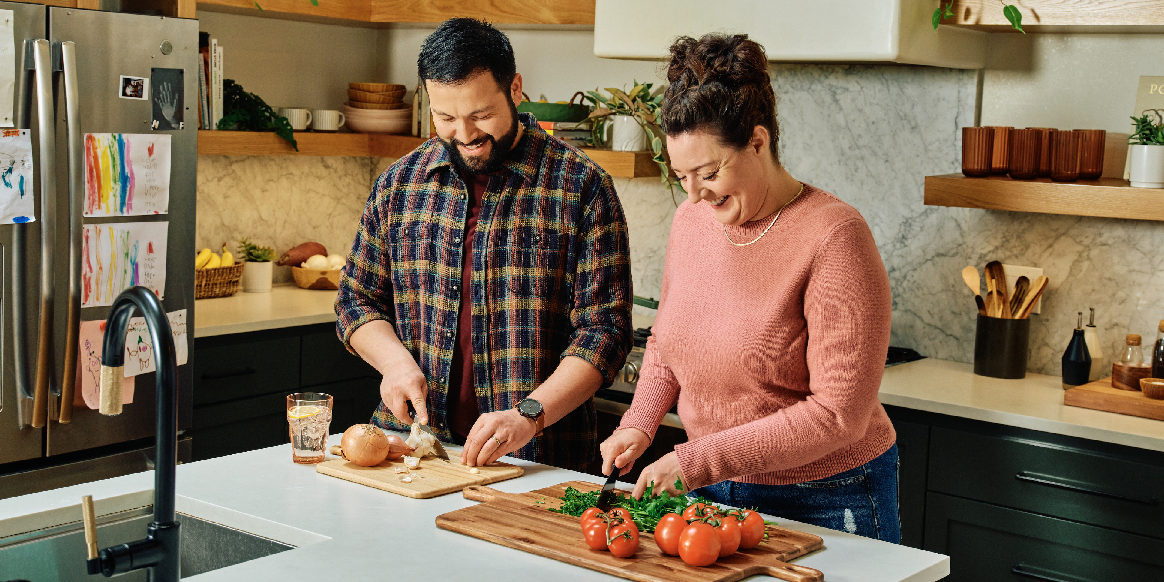 couple cooking together