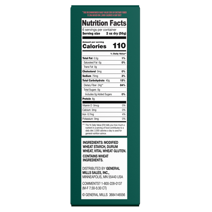 nutrition facts on side of Carbe Diem pasta