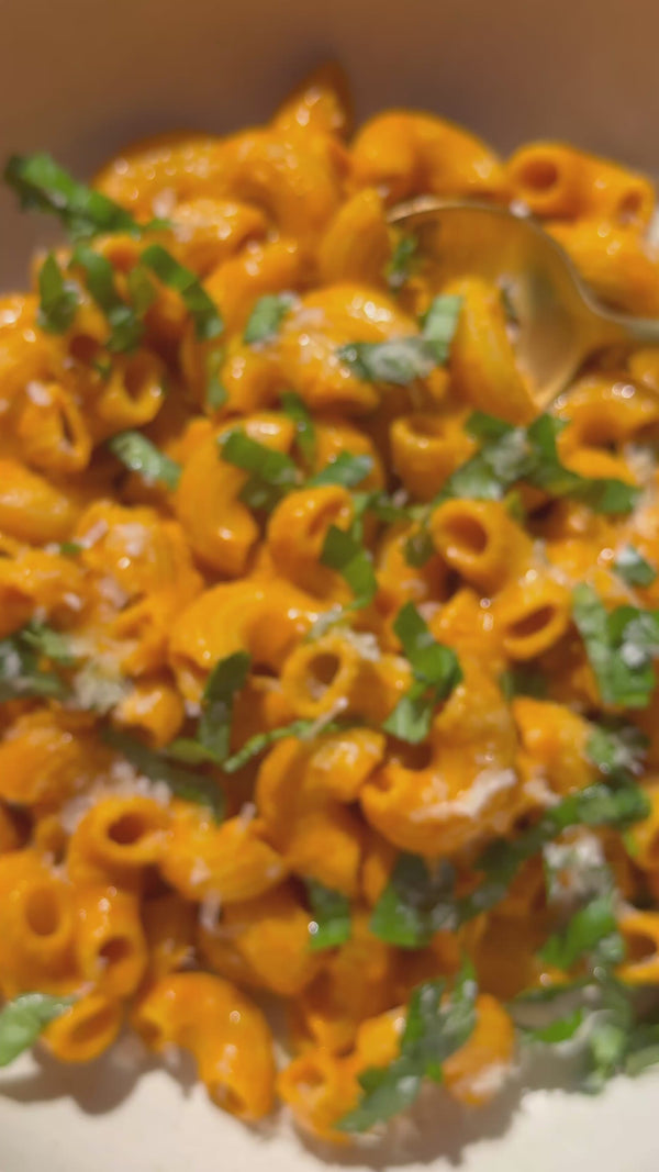 Load video: Video of saucy elbow pasta.